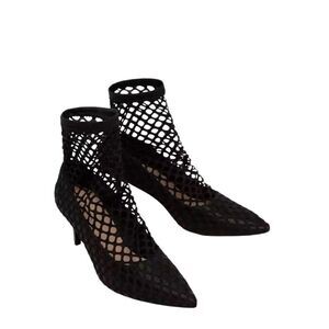 Zara Fishnet Sock Black Heels 6